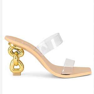 Cult Gaia Vivienne sandals Gold Chain Heel Clear Strap Sandals
